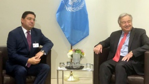 Bourita s'entretient à New York avec le Secrétaire Général des Nations-Unies Bourita s'entretient à New York avec le Secrétaire Général des Nations-Unies