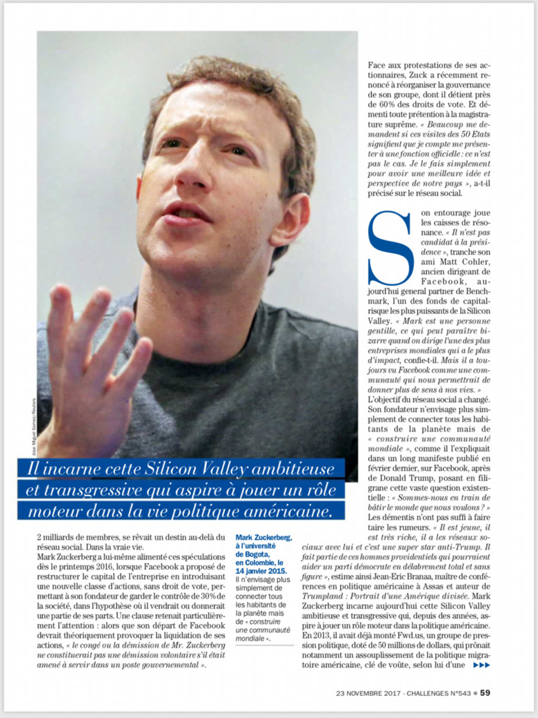 Mark Zuckerberg : Président du monde