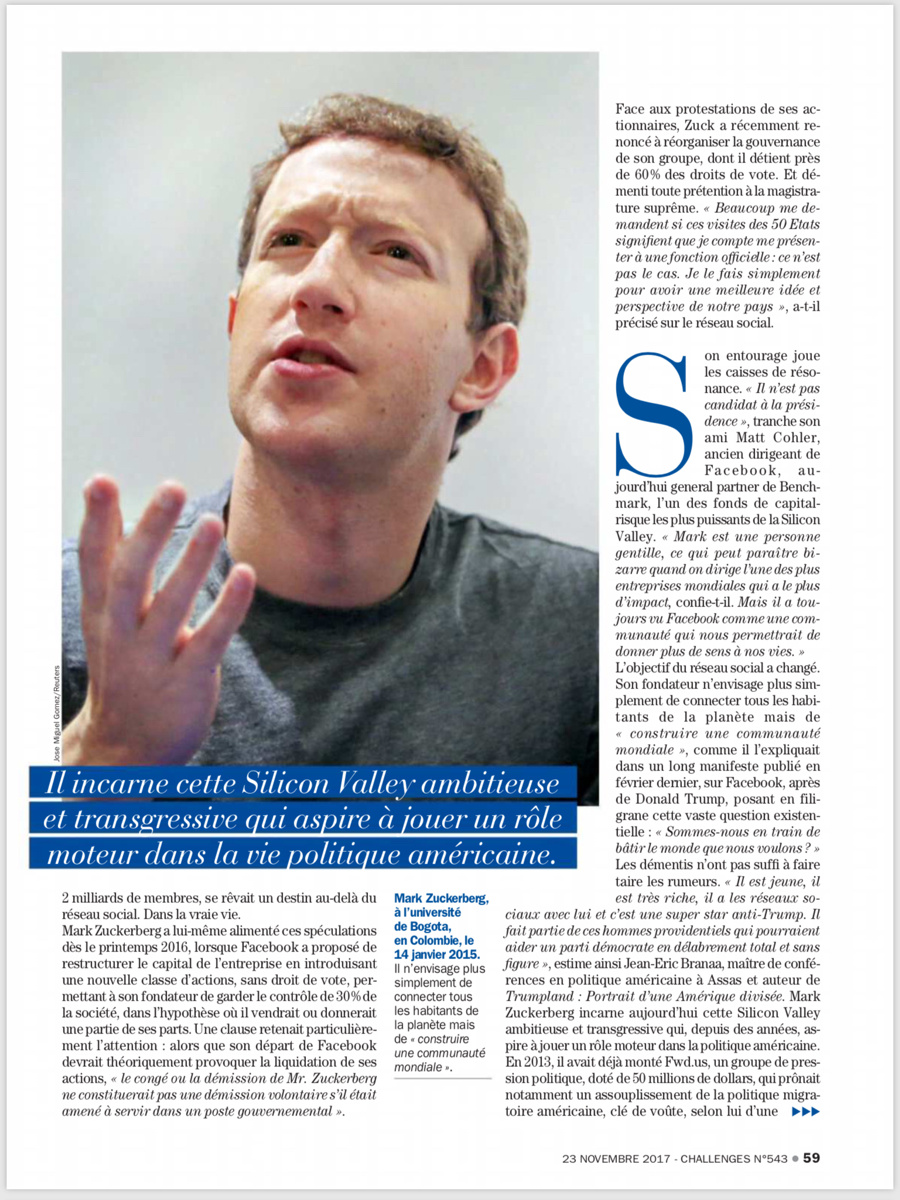 Mark Zuckerberg : Président du monde